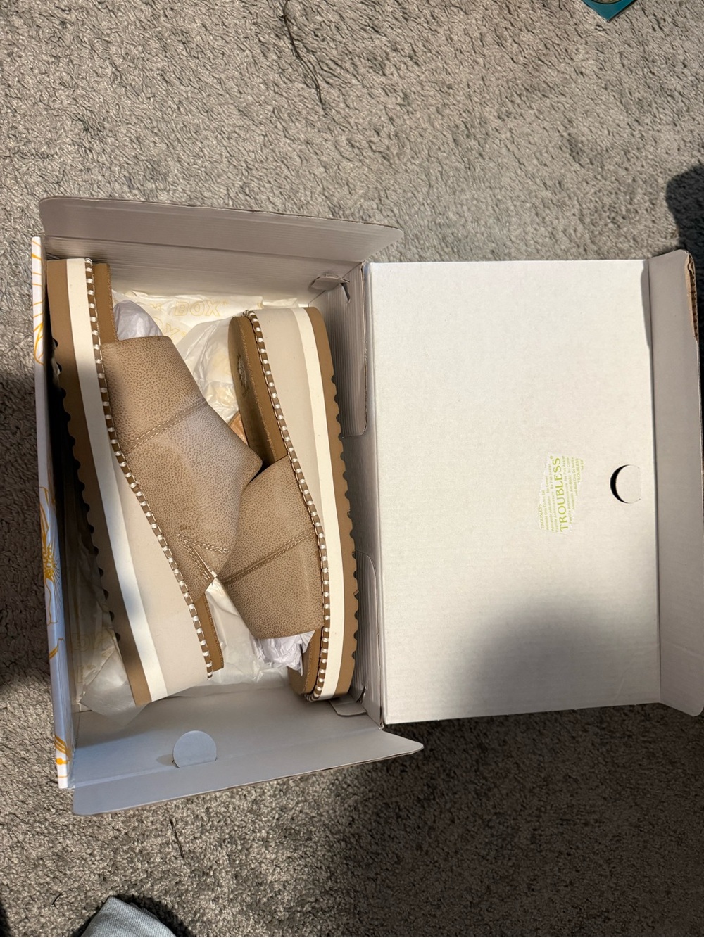 NWT Yellow Box Platform Sandals “Ayama” in Taupe